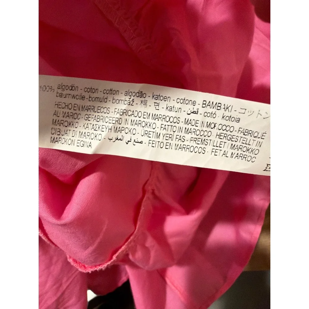 Zara Dress Pink Poplin Ruched Strap Tiered Mini Sun Dress 2674/618/630